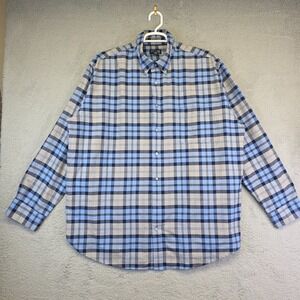 St Johns‎ Bay Shirt Mens 2XLT Tall Blue Long Sleeve Button Up Plaid Preppy Work